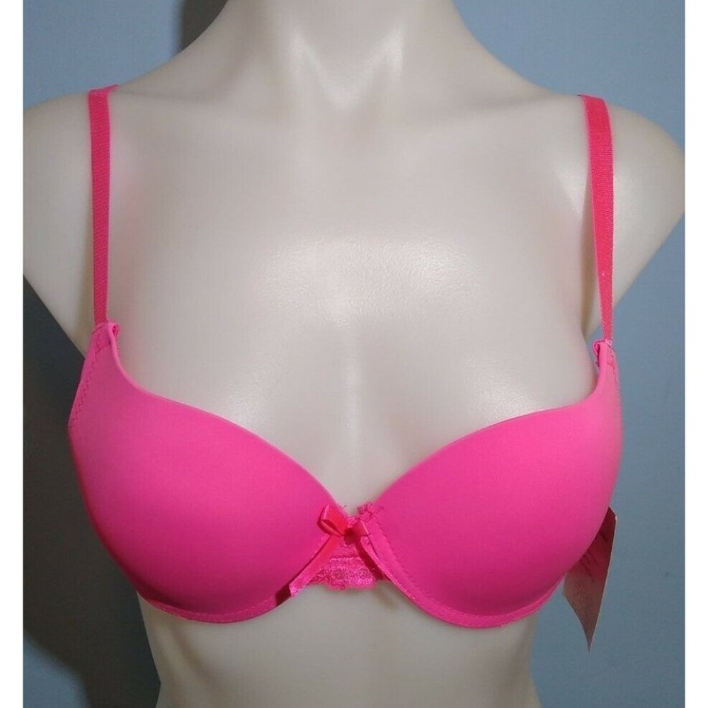 Bobbie Brooks Bra Womens Size 34B Pink Padded Underwire Lace Demi 💋 NEW W Tags